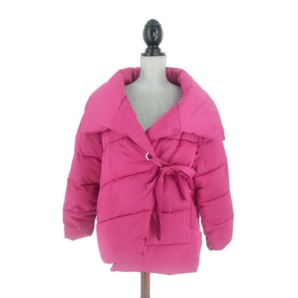 Avec Les Filles Oversized Puffer Jacket Womens M Pink Winter Fashion New $199